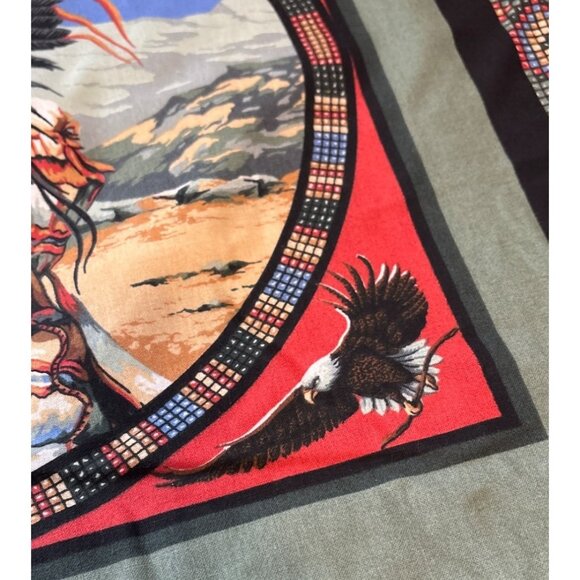 Native Spirit Fabric Pillow Panel Chief Cotton 44" X 17.5" Bald Eagles Mountain - Picture 5 of 9